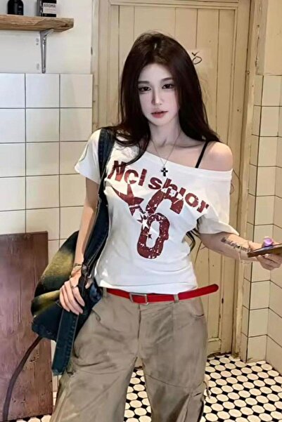 BALİNA أبيض Nclshior 6 Y2K كروب كروب بأكمام قصيرة -BLN