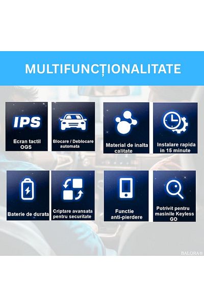 BALQRA Cheie auto smart BALQRA®,Universala,Pentru masina Keyless GO,Ecran tactil LCD