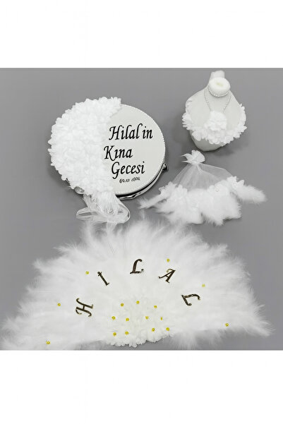 Evsay İsme Özel Kına Yelpazesi, Gelin Tefi Seti Otrişli Tef, Yelpaze, Testi, ...