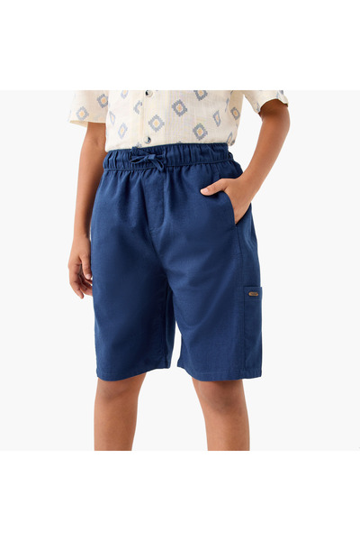 ELIGO شورت سادة بحزام خصر مطاطي وجيوب