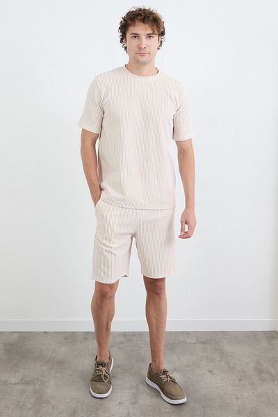 Fulla Moda Ριγέ σορτς με ελαστική μέση