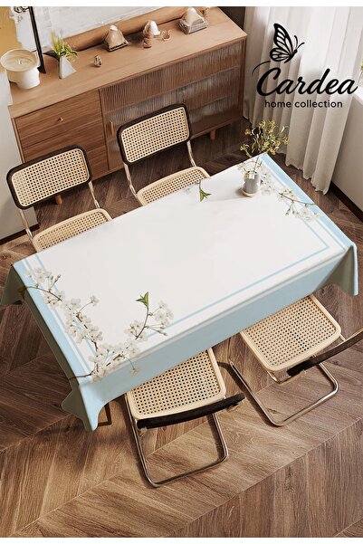 Cardea Home Collection مفرش طاولة بطباعة رقمية بتصميم زهرة الماغنوليا من إنتاج خاص باللون الأخضر المائي
