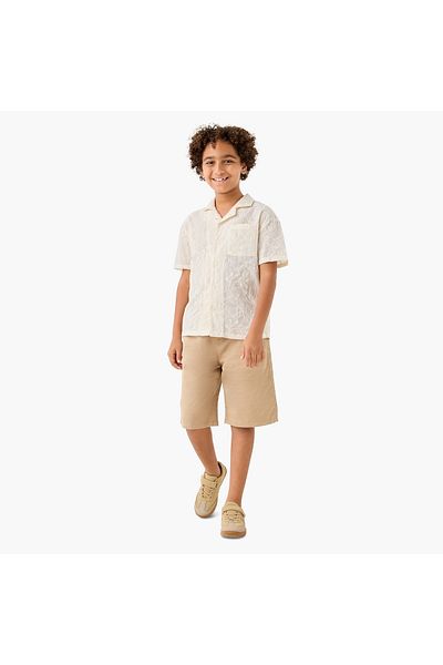 Juniors Striped Shorts with Pockets and Drawstring Closure