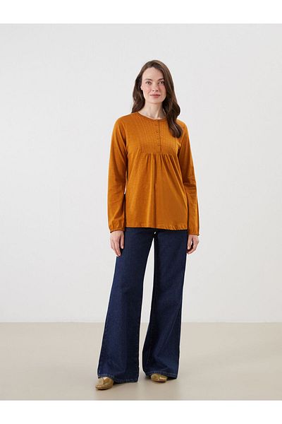 LC Waikiki Grace Sari Crew Neck Embroidered Blouse