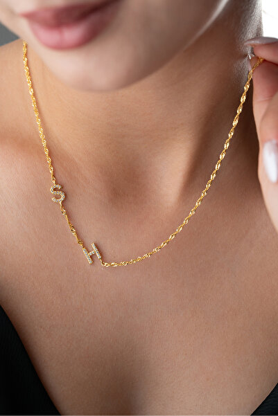 Silvano Jewelry 925 Ayar Gümüş Kişiye Özel İkili Harf Kolye