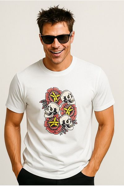 Jack & Jones Jack&jones JORANATOMY SKULL Logo O Gât pentru bărbați Tricou negru cu gât turnat