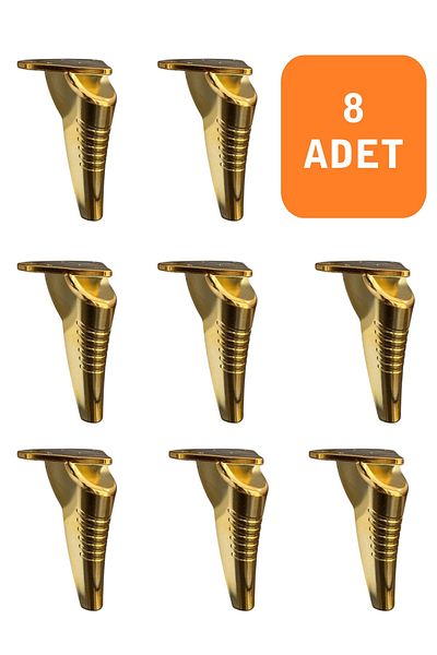 HOMDEP Sofa Armchair Tv Unit Console Upgrade Striped Model Plastic Leg 19 cm Gold Color 8 Pieces