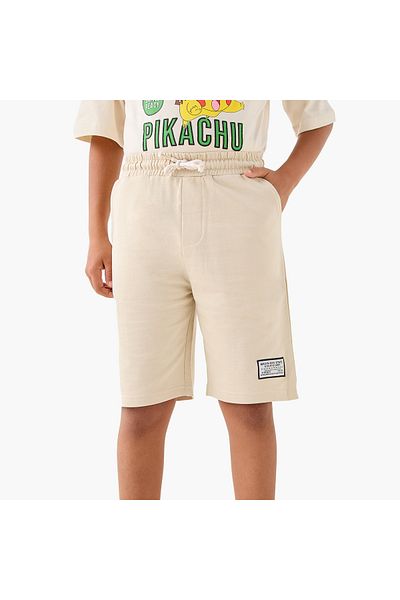 Juniors Solid Shorts with Elasticated Drawstring and Pockets