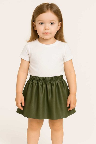 Soft kids Girl's Leather Skirt Bottom Top Set