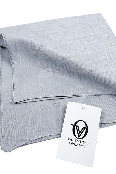 Valentino Orlandi Siena, eșarfă jacquard - model logo - 05 - argintiu
