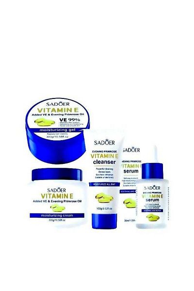 SADOER Sadhur Vitamin E and Evening Primrose Flower Set for Hydration and Superior Skincare - 4 Pieces