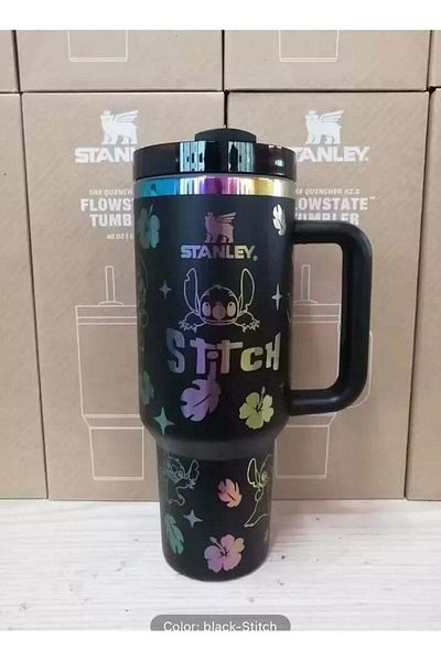 Stanley Downy stitch 40 oz Tumbler with Handle Insulated Stainless Steel Travel Coffee Mug with Straw & Medi