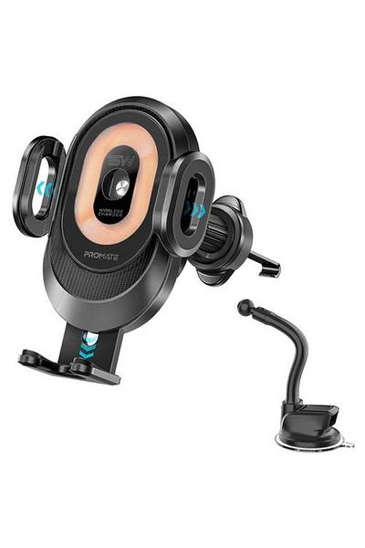 Promate 15W Wireless Car Phone Holder and Charger with Auto Mount on Air Vent or Dashboard,