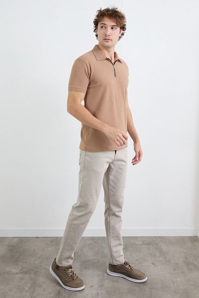 Fulla Moda Πλεκτό μπλουζάκι με μισό φερμουάρ Polo Neck