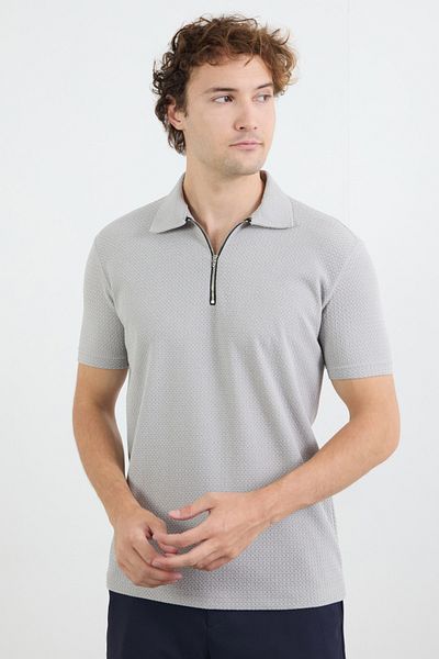Fulla Moda Πλεκτό μπλουζάκι με μισό φερμουάρ Polo Neck