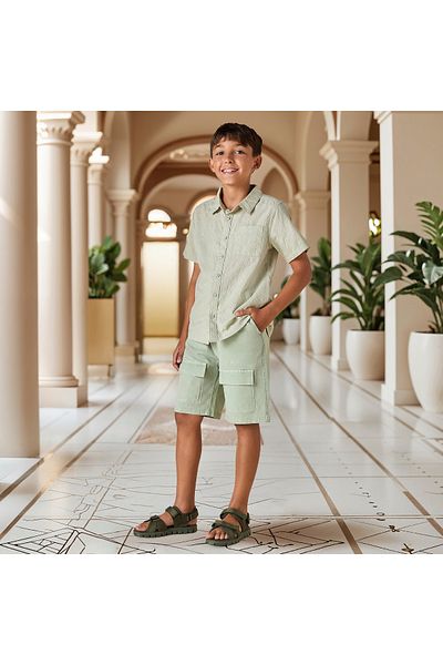 Juniors Solid Cargo Shorts with Pockets and Drawstring Closure