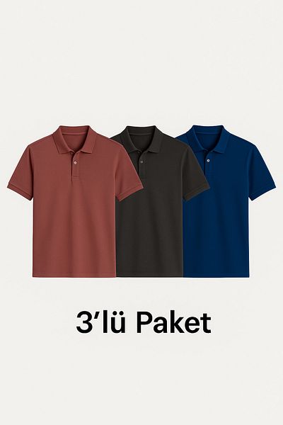 DAKSEL Ανδρικό μπλουζάκι Basic 3 Pack Summer Casual Polo Collar