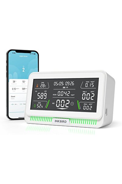 Inkbird جهاز مراقبة جودة الهواء الداخلي متعدد الوظائف IAQM-129-W Carbo