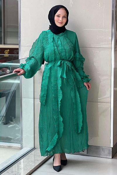 Mahal High Neck Ruffle Dress