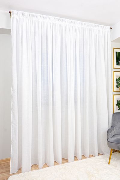 Harnicuta Softy Curtain In Immaculate White Linen L 300cm X H 245cm With Rejansa