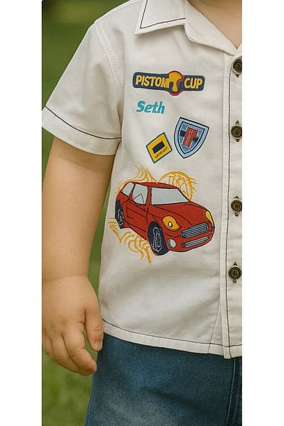 MİNYON BABY Boys' Shirt and Denim Shorts Bottom-Top Printed Set