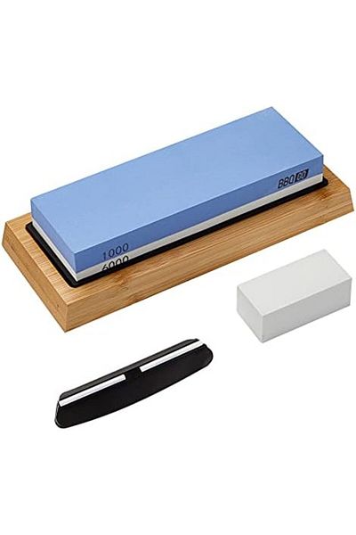 Inkbird Knife Sharpeners Corundum Whetstone 2-in-1 Knife Sharpening Stone 1000/6000 Dual Grit Side with Anti