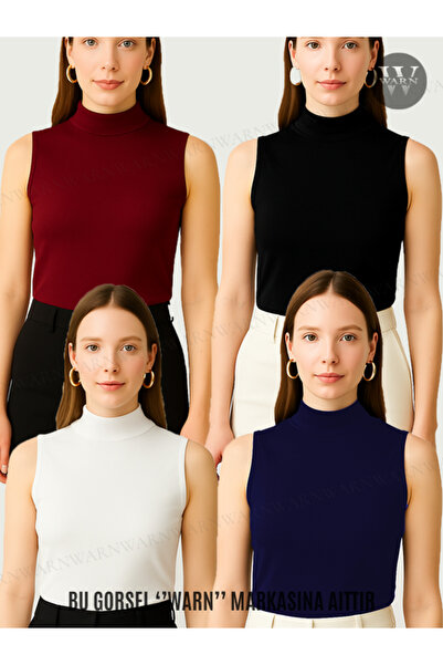 warn بدلة نسائية بدون أكمام نصف رقبة دائرية صيفية باللون الأسود والأبيض