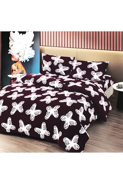 FIONNA.RO Cocolino Fur Blanket and Pillowcase Set - Cherry Blossom with Butterflies