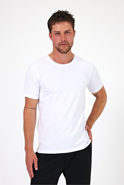 Soho Mood Ανδρικό μπλουζάκι με λαιμόκοψη 100% βαμβακερό πακέτο 3 βασικών μπλουζών (3 λευκά)