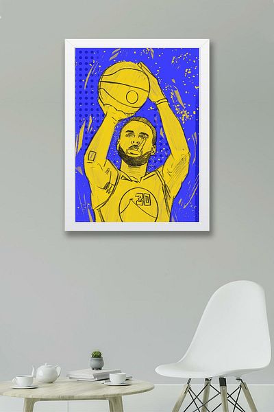 Saturn Pictură înrămată de Stephen Curry - Pictură poster NBA de baschet