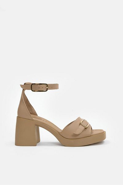 NILUFARR Ania Nude Genuine Leather Heeled Women's Sandals
