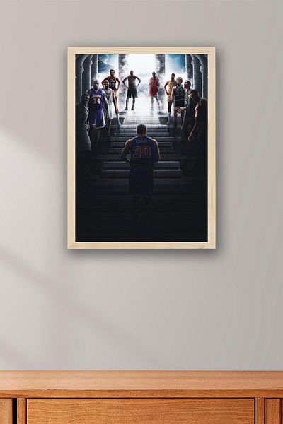 Saturn Stephen Curry Framed Painting - Basketball Nba Poster Painting