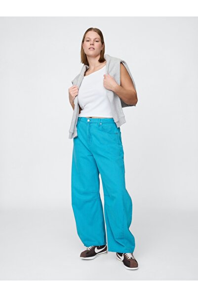 GAP Kadın Mavi Yüksek Bel Horseshoe Jean Pantolon