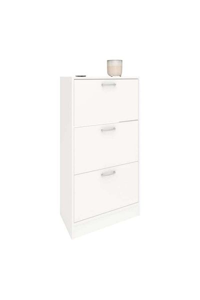 haaus Pantofar Rin, 3 Usi, Alb, 63 X 30 X 120 Cm