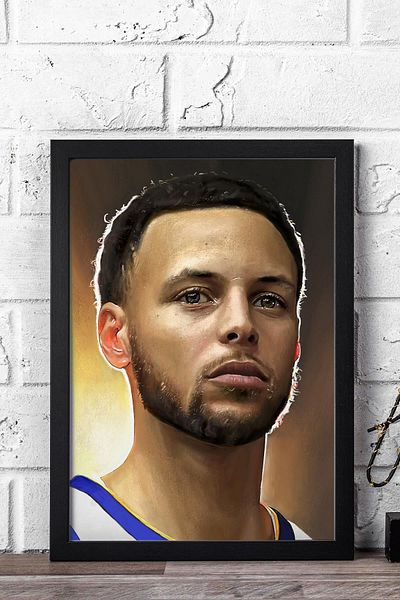 Saturn Pictură înrămată de Stephen Curry - Pictură poster NBA de baschet