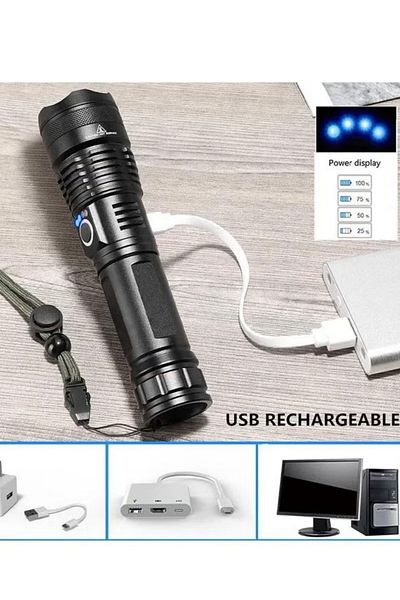 DLC Rechargeable LED Flashlight Zoomable Flashlight Ultra Bright