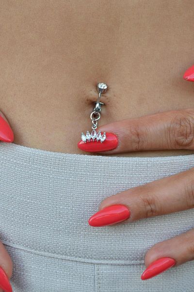 Sacce Scarves&Accessories Perforation-Free Navel Piercing Crown Model Princess Crown Magnet Navel Piercing with Charm