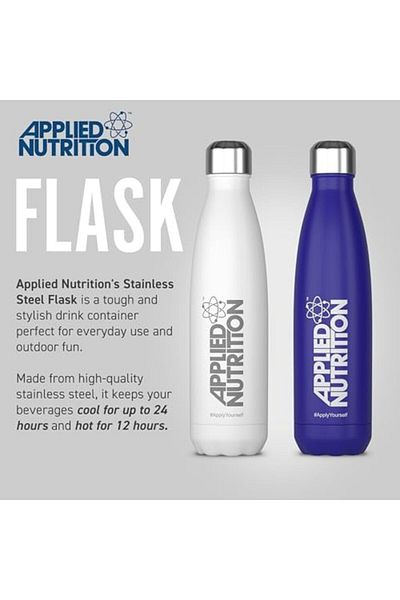 applied nutrition Premium Stainless Steel Flask - (WHITE - 500 ML) Durable, Sleek, And Eco-friendly