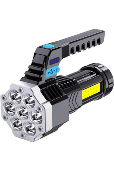OEM Multifunctional LED Flashlight, 4 Lighting Modes, Battery Level Indicator, Waterproof, Black