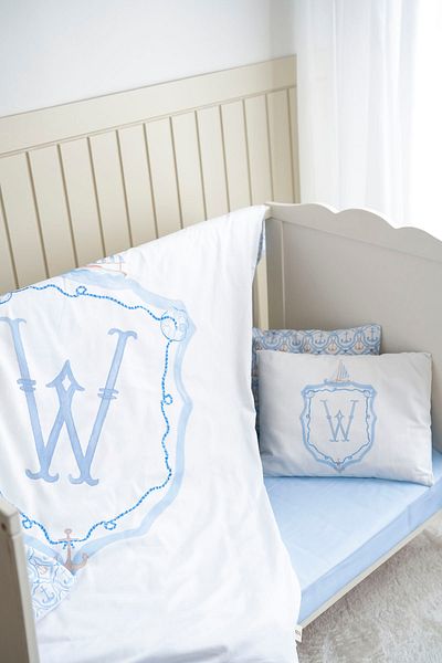 NOU Letter Series Letter W Baby Size Duvet Cover Set (100X150) - Noble Serie - Blue