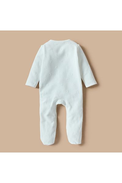 Juniors Alphabet Embossed Closed Feet Sleepsuit with Button Closure