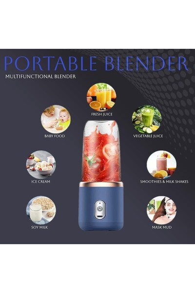 OEM Blender portabil pentru sucuri și smoothie-uri, 6 lame, albastru, reîncărcabil USB