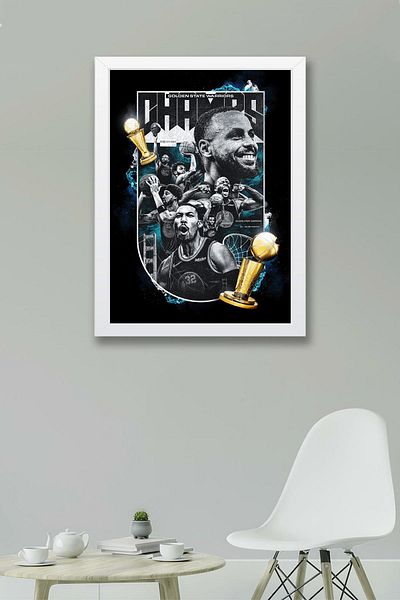 Saturn Stephen Curry Framed Painting - Golden State Warriors Nba Poster Painting