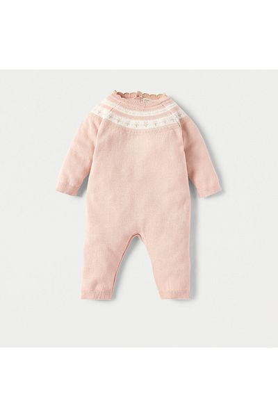 Juniors Textured Sleepsuit with Long Sleeves and Button Closure