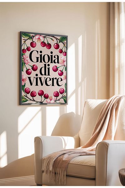 21mxm Imprimeu mediteranean, poster pe pânză cu fructe și flori, decor de perete fără ramă
