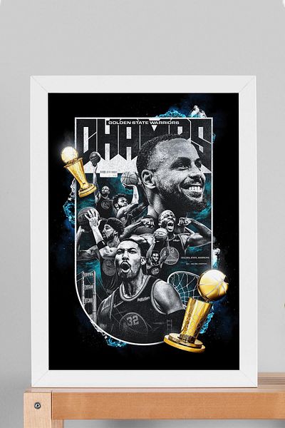 Saturn Stephen Curry Framed Painting - Golden State Warriors Nba Poster Painting