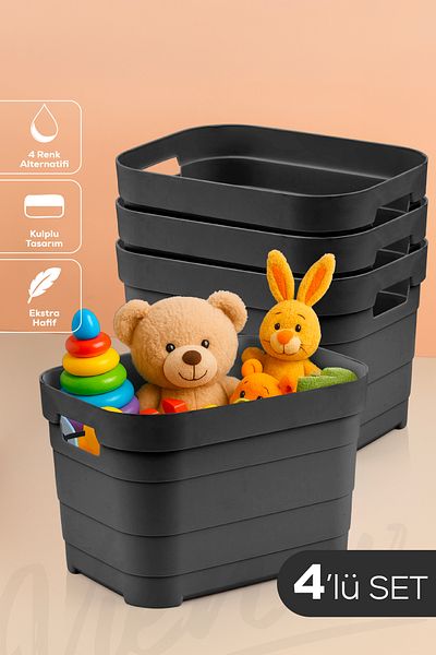 Vienev Кутия за съхранение от 4 части, 5 литра, антрацит
