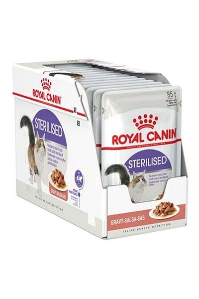 Royal Canin 12 Pieces of Sterilised Wet Food Slices in Gravy Brown 85g