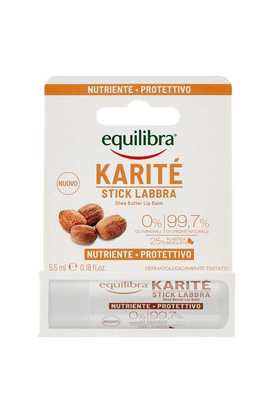 Equilibra Karite Lip Balm, Protective, Nourishing, 5.5 ml Bottle, EQUILIBRA