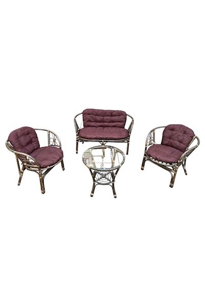 Home Decor Set mobilier de gradina Bali cu perne marou, 4 piese
